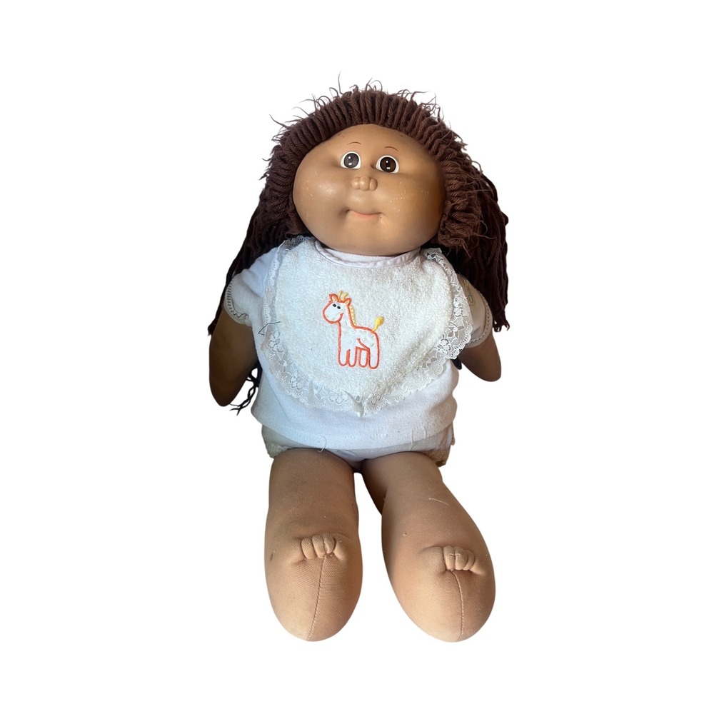 Vntg 1983 Cabbage Patch Kid Doll Coleco Head Mold 2 Brat Face Green Sig Giraffe